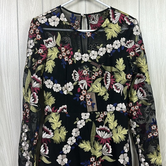 Hutch Floral Embroidered Mini Dress - Black and Green - Picture 4 of 7